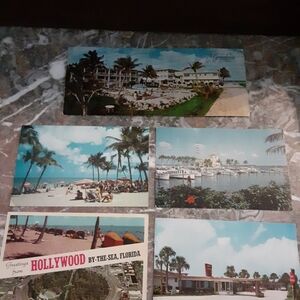 Five Florida Seaside Resort Postcards, Posted 1964 Views, Stamped